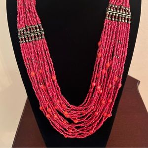 Chico's Vibrant Red Beaded Necklace
